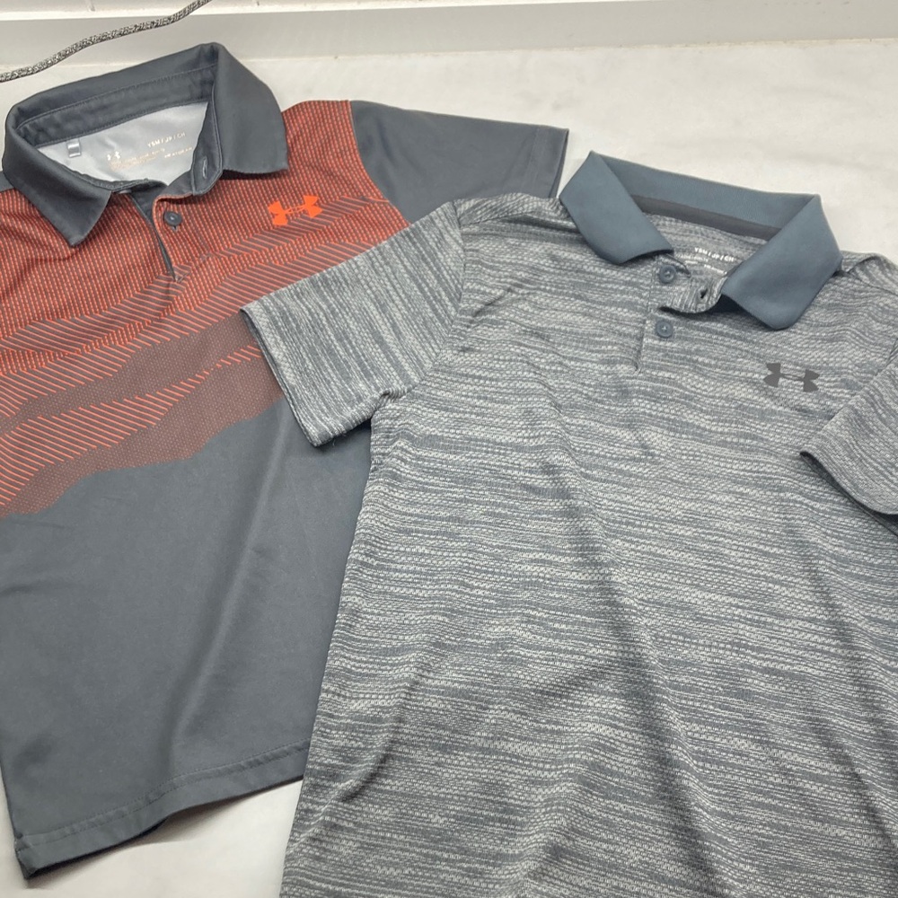 Under Armour Gray and Orange Polo Shirts